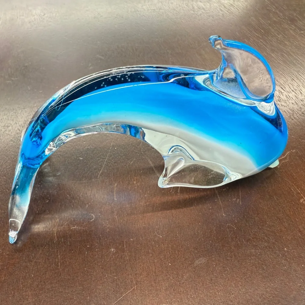 Blue‎ Glass Dolphin Figurine